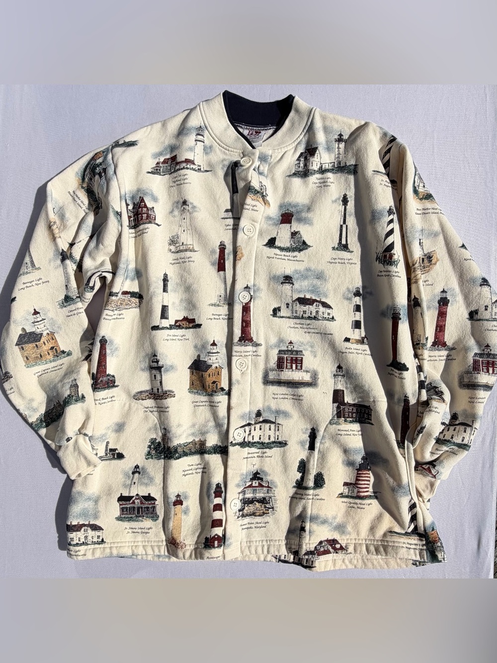 Vintage Art Unlimited For Lighthouse Lovers Button Sweatshirt Travel/Vacation XL